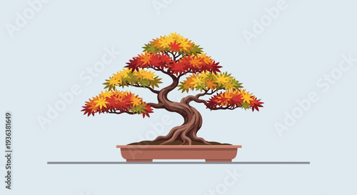 Autumn Bonsai Tree Pixel Art