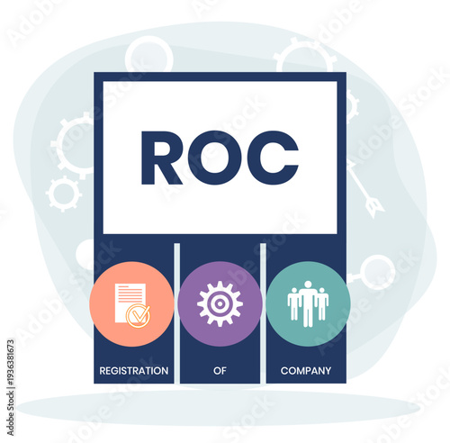 ROC - Registration Of Company acronym. business concept background. vector illustration concept with keywords and icons. lettering illustration with icons for web banner, flyer
