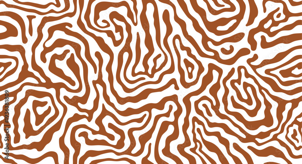 Fototapeta premium Abstract swirling pattern with organic shapes in brown and white.