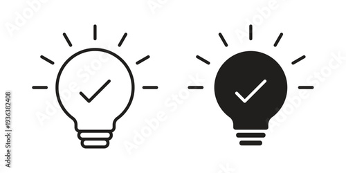 Solution lamp icon linear symbol. Vector Designs.