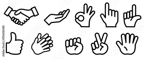 よく使う主要なハンドサイン　ハンドジェスチャー　アイコンセット