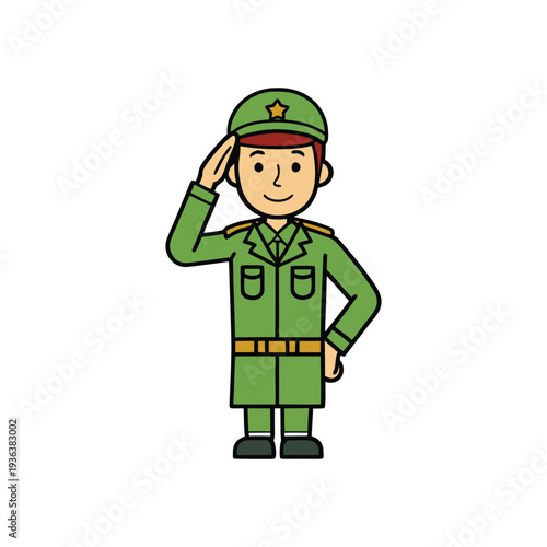 Soldier saluting respectfully, Patriotic Day symbol, honoring American heroes