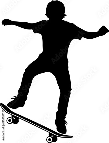 Black silhouette of a skateboarder vector