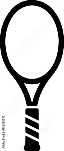 Black tennis racket vector icon