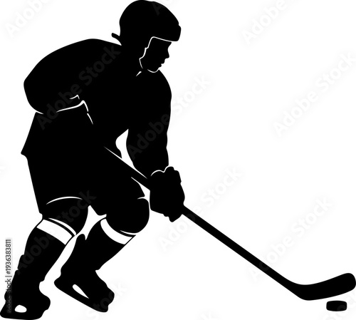 Black silhouette of a hockey player vector