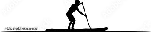 Vector silhouette of person paddleboarding