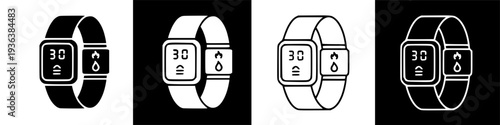 Smartwatch icon: monitoring health data and fitness tracking, modern digital technology concept.