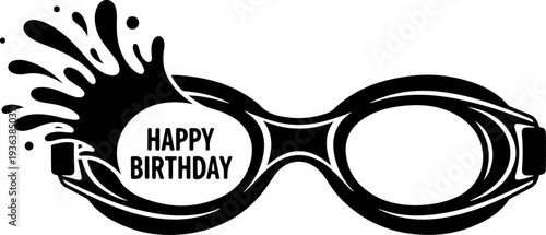 Vector happy birthday swimming goggles illustration