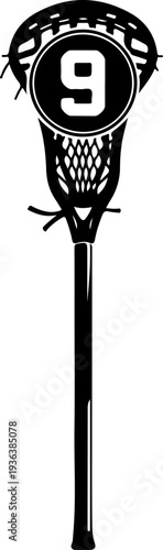 Vector lacrosse stick with number 9