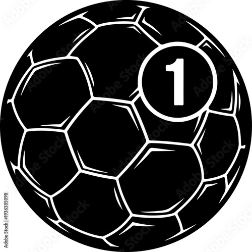 Black soccer ball icon with number 1