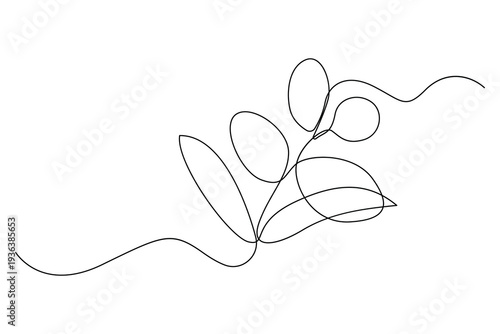 Olive branch continuous one line drawing minimalist botanical vector illustration
