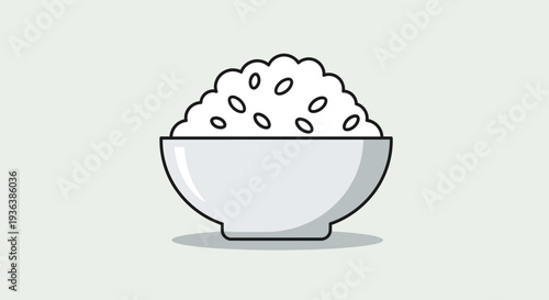 Bowl of white rice, simple illustration