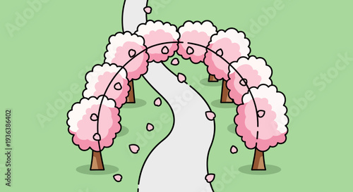 Cherry Blossom Archway Path