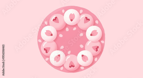 Cherry Blossom Mochi Sweets Circle
