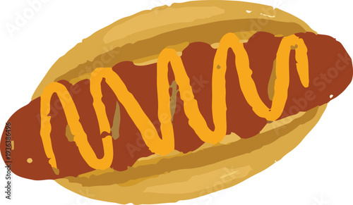 hotdog bread illustration icon for stall or restaurant menu