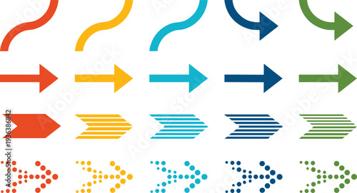 Quadro su tela Colorful arrow icons collection, directional navigation symbols set, modern desi