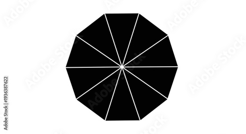 Black Parasol with White Lines and Segments.