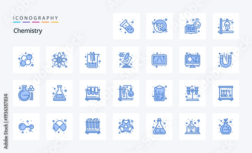 25 Chemistry Blue icon pack. Vector icons illustration