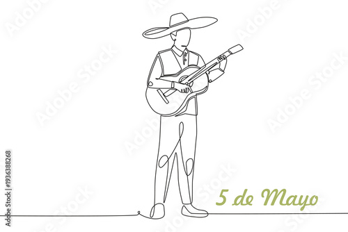 5 de mayo concept one-line drawing