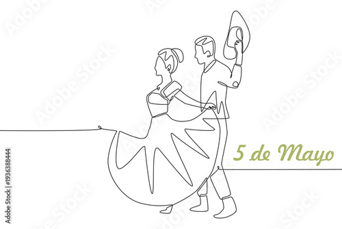 5 de mayo concept one-line drawing