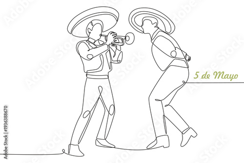 5 de mayo concept one-line drawing