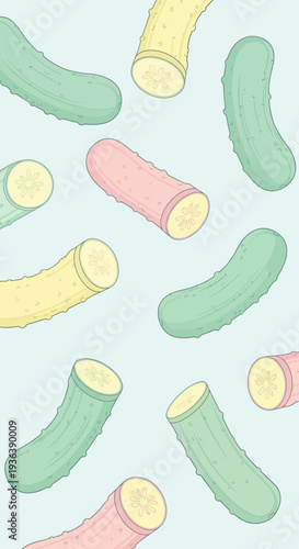 Colorful Pickles Pattern - Food Background