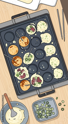 Cooking Takoyaki on a Griddle