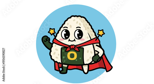 Cute Onigiri Superhero Character
