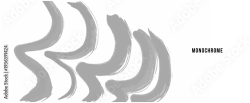 筆文字 抽象背景 波 曲線 うねり 和モダン グレー ブラシストローク ベクター