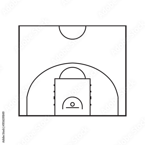 Basketball half court top view template, Isolated aerial view of a basketball field 