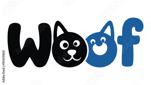 Logo of woof with cat and dog faces