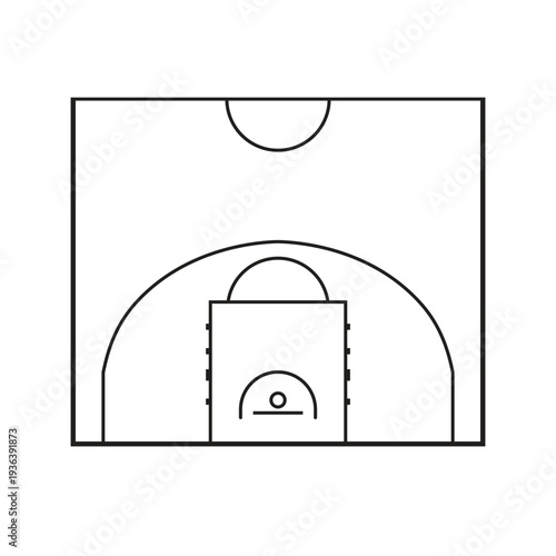 Basketball half court top view template, Isolated aerial view of a basketball field 