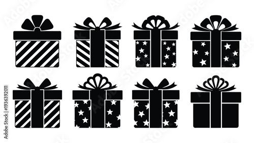 A collection of wrapped presents in various patterns