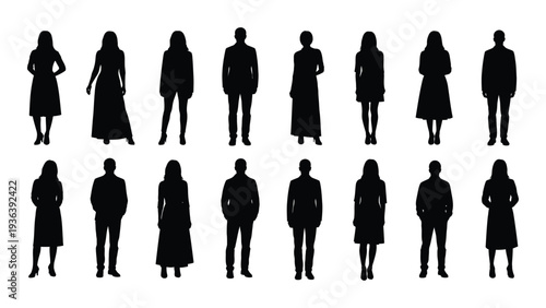 A group of people standing in two rows