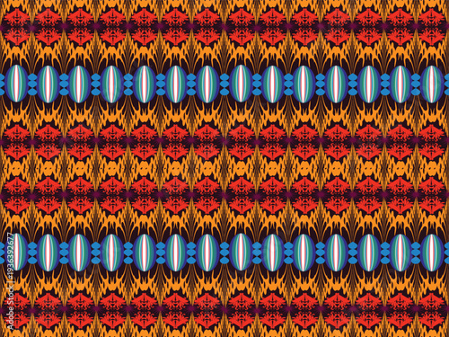 colorful ethnic geometric abstract seamless pattern with ornamental stripes