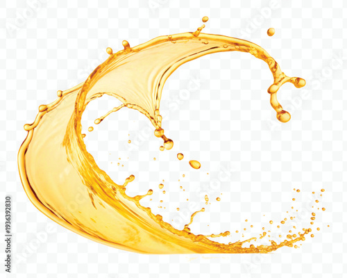 realistic 3d dynamic smooth liquid oil splash in mid air cut out and circle style isolated on transparent background