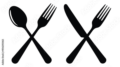 Crossed utensils for eating
