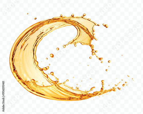 realistic 3d dynamic smooth liquid oil splash in mid air cut out and circle style isolated on transparent background