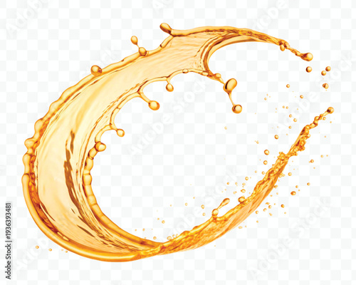 realistic 3d dynamic smooth liquid oil splash in mid air cut out and circle style isolated on transparent background