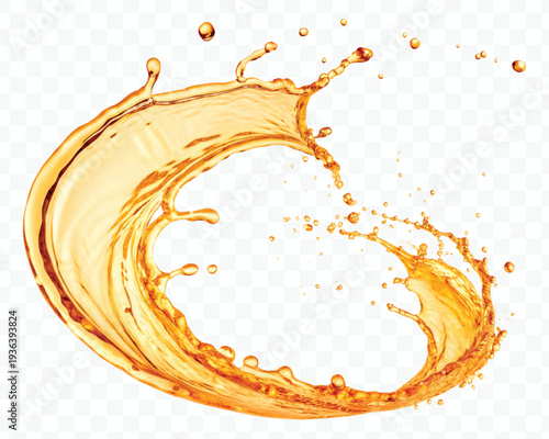 realistic 3d dynamic smooth liquid oil splash in mid air cut out and circle style isolated on transparent background