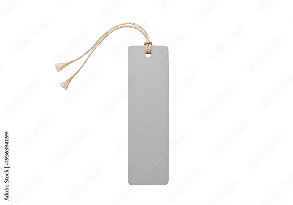 Fototapeta premium Gray bookmark with string isolated on transparent background