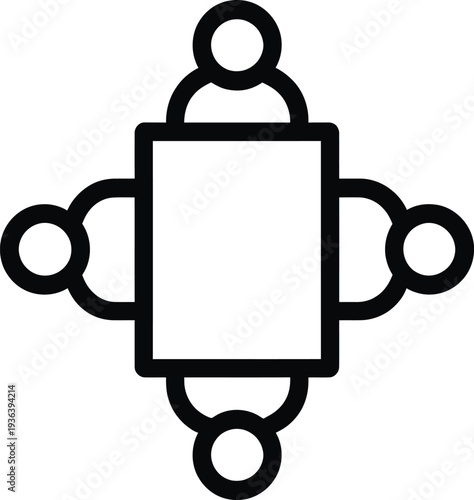 Business meeting icon with four people sitting around a square table for discussion