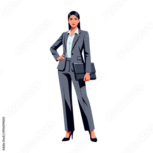 Professional Businesswoman Standing Confidently with Briefcase.