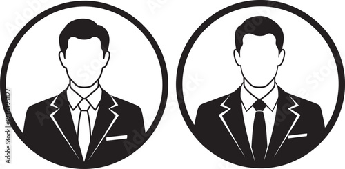 Professional man silhouette icons in suits, representing business, corporate identity, and executive roles for professional services and career themes.