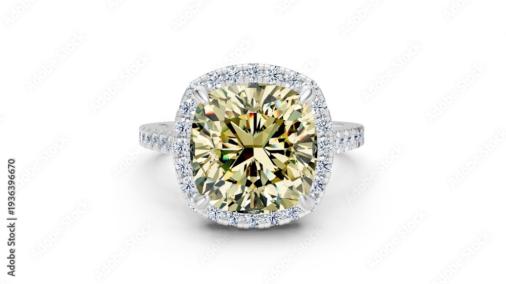 Fototapeta premium Classic halo engagement ring with sparkling beauty.
