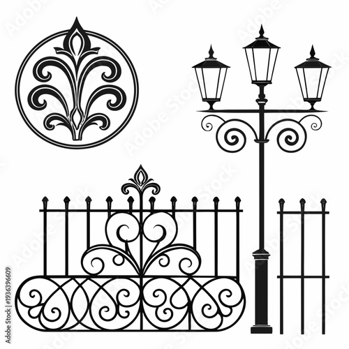 wrought iron wrought iron gate vector image.
