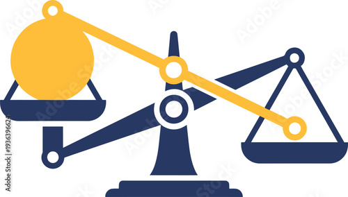 Balance of power: Symbolic illustration of a scale with a golden ball resting on one side, conveying themes of judgment, fairness, and equilibrium.