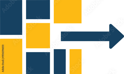 Transformation: A vibrant abstract composition where shapes evolve, symbolizing progress and innovation. A sleek arrow indicates growth and dynamism. 