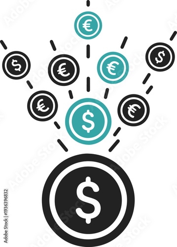 Currency Diversification: A visual representation of financial growth and global currency distribution, illustrating the concept of investment spread and monetary expansion.