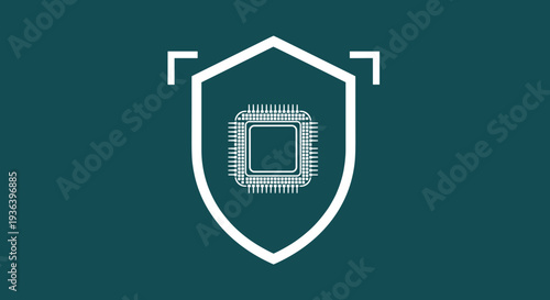 Shield Icon with Microchip Security Symbol 1.
